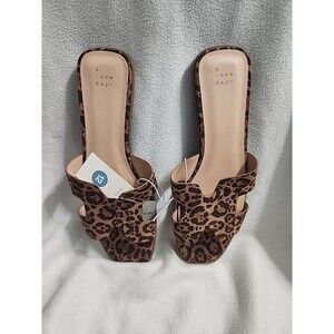 Womens Nina H Band Slide Sandal Size 12 Leopard Print
